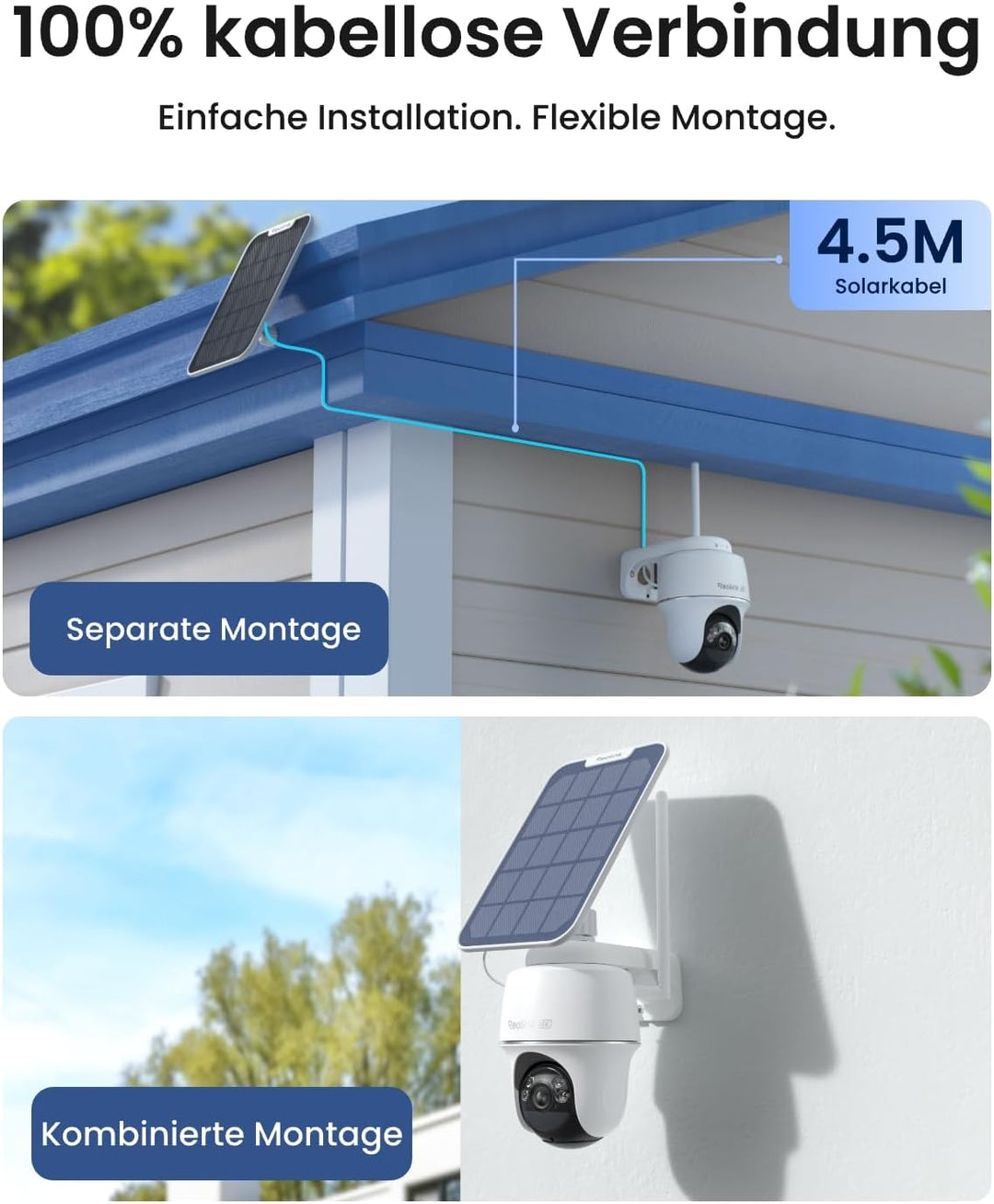 Reolink 4K PT Solar Überwachungskamera Aussen Set Outdoor Akku mit Home Hub, 360° Schwenkbare, Farbn