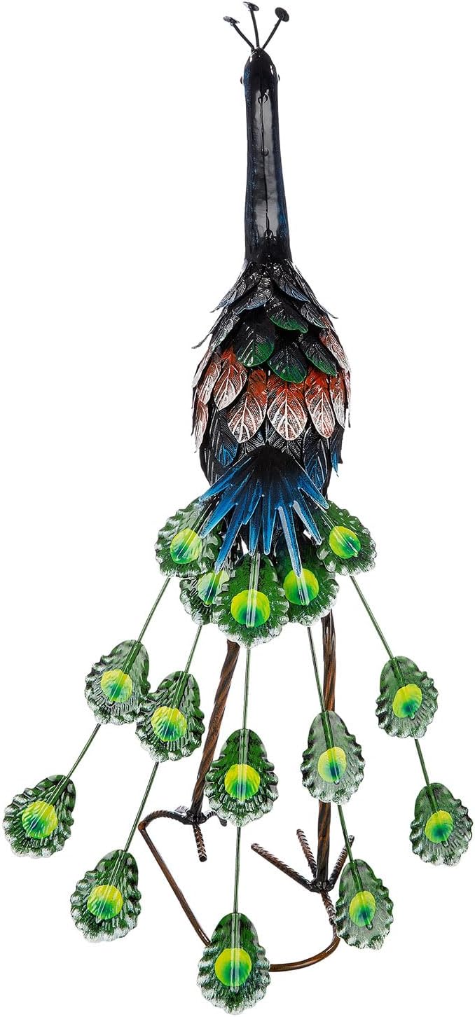GILDE Metall Pfau bunt H59cm Höhe 57 cm Blau, Grün, Höhe 57 cm Blau, Grün
