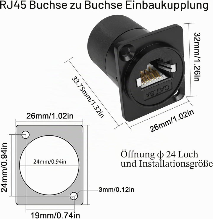 QIANRENON RJ45 Panel Montage Adapter Geschirmt RJ45 8P8C Buchse auf Buchse Netzwerk Steckverbinder C