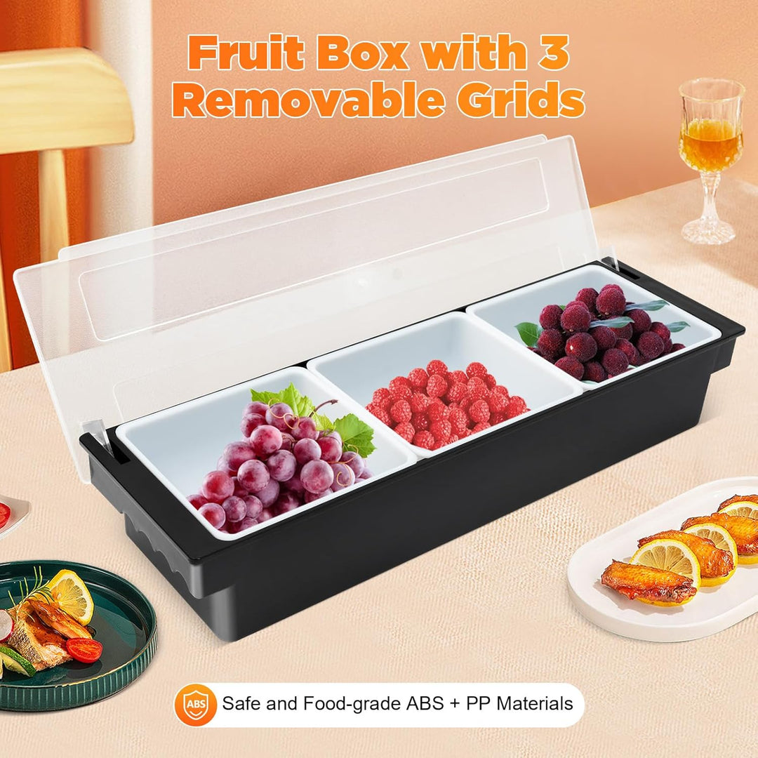 3 oder 5 Einsätzen Zutatenbehälter Topping Behälter, Zutatenbox Cocktail Obst Behälter, für Obst Sna