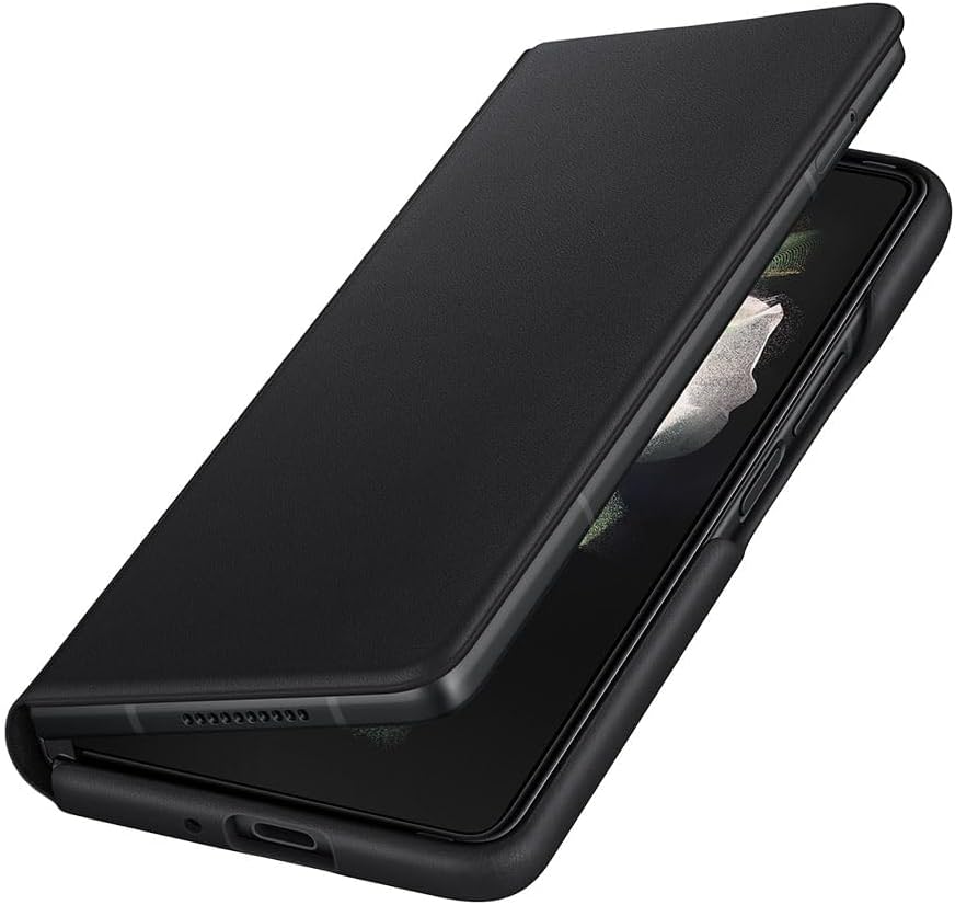 Samsung Leather Flip Cover EF-FF926 für das Galaxy Z Fold3 5G Schwarz, Schwarz
