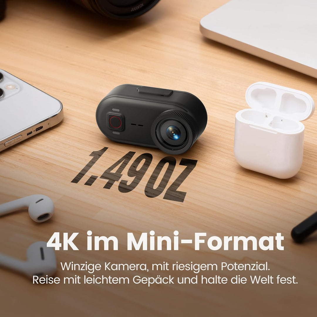 4K 30FPS Vlog Kamera, 64GB POV-Kamera, 10m wasserdicht Bodycam, Mini-Action cam mit 6 Achsen Stabili