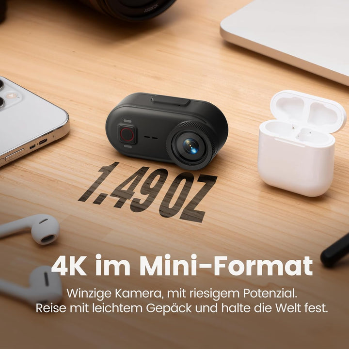 4K 30FPS Vlog Kamera, 64GB POV-Kamera, 10m wasserdicht Bodycam, Mini-Action cam mit 6 Achsen Stabili