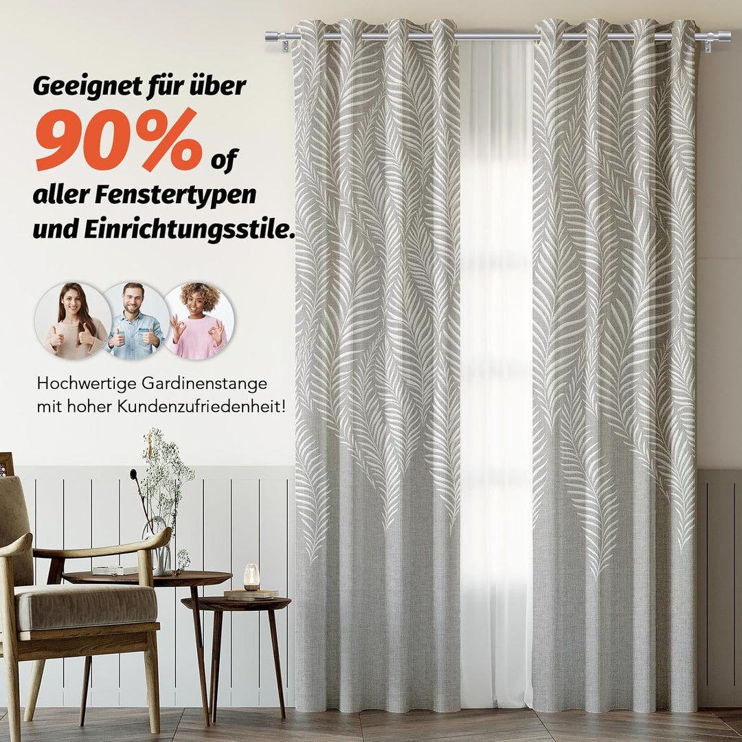 Silber Gardinenstange Vorhangstange Ausziehbar Curtain Rod Gardinenstangen für Fenster Outdoor (Silb