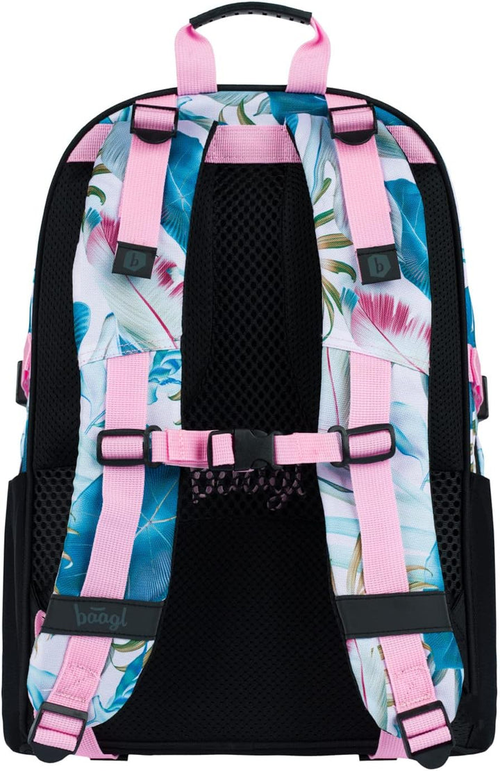 Baagl Schulrucksack Set Mädchen 3 Teilig, Schultasche ab 3. Klasse, Grundschule Ranzen mit Brustgurt