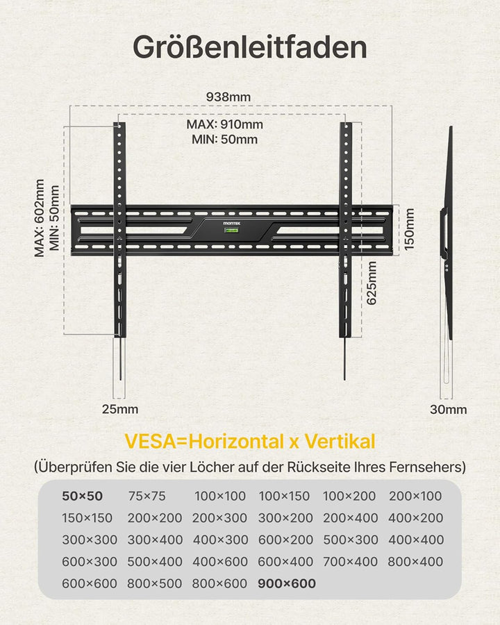 monTEK Ultradünn TV Wandhalterung für 50-100 Zoll LCD/LED/Plasma Fernseher Flach&amp;Curved, TV Halterun