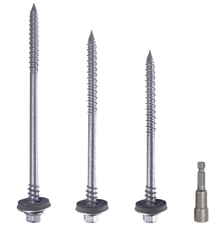 Marcopol (60 Stück) Sechskant-Schrauben mit selbstbohrendem 6,4x140 mm Karbonstahlschrauben mit EPDM