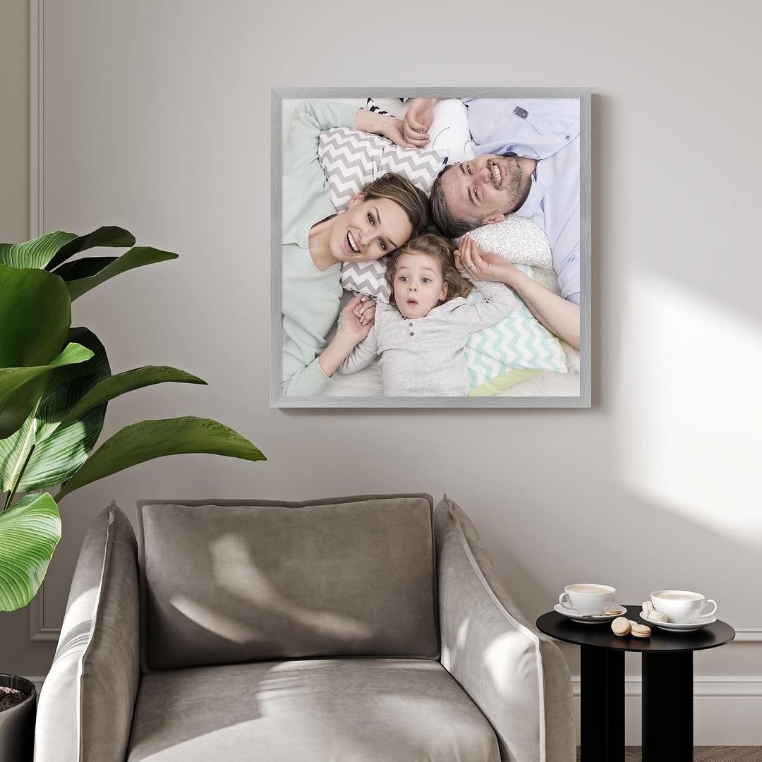 WANDStyle Bilderrahmen Modern 40x40cm I Farbe: Silber I Fotorahmen I klassischer Holzbilderrahmen I