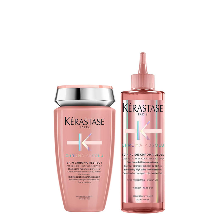 Kérastase, Chroma Absolu, Pflegeroutine mit Shampoo und Hochglanzpflege, Für strapaziertes oder gesc