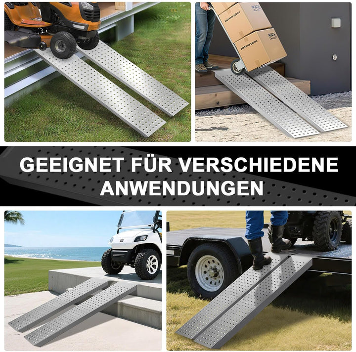 Herrselsam 135cm 2X Auffahrrampe Verladerampe aus verzinktem Stahl, rutschfest, max. 400kg, Rampen f