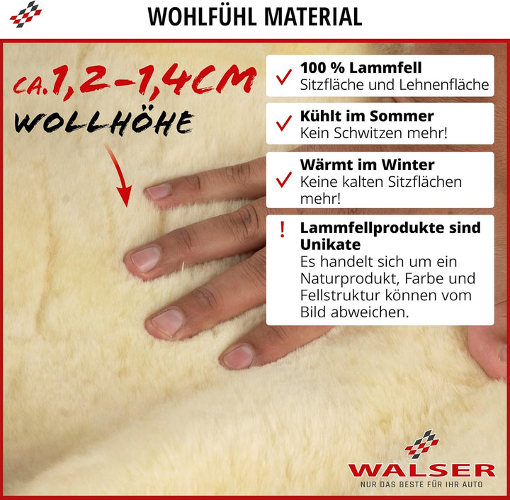 Walser Lammfell Sitzauflage Cosmo, 100% Lammfell Autositz Sitzauflage, Sitzauflage Lammfell, Sitzauf