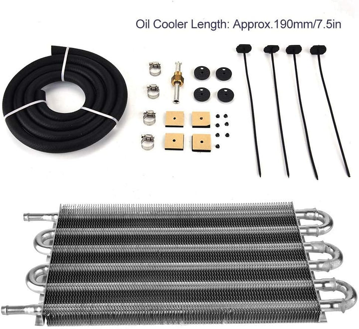 Ölkühler Kühler, 190 mm/7,5 Zoll Auto 6 Reihen Ferngetriebe Ölkühler Kit Auto Manueller Kühlerkonver