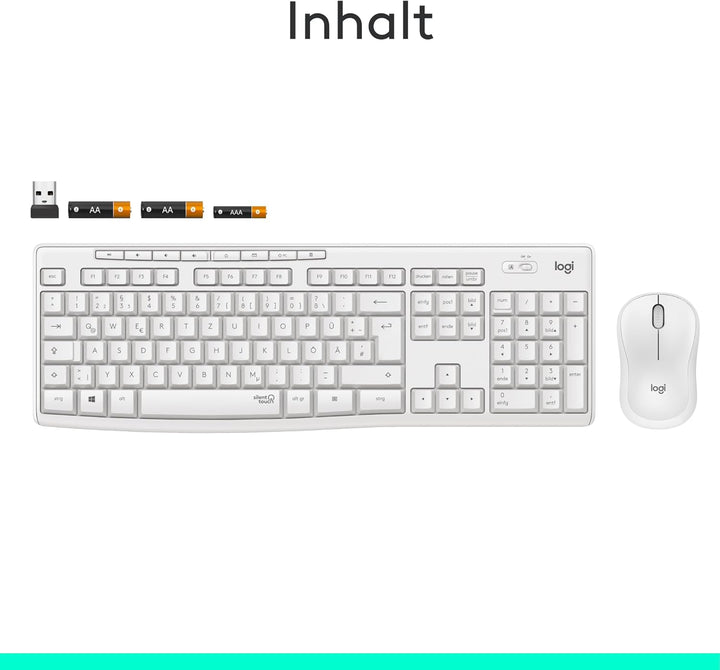 Logitech MK295 kabelloses Tastatur-Maus-Set mit SilentTouch-Technologie, Shortcut-Tasten, optischer