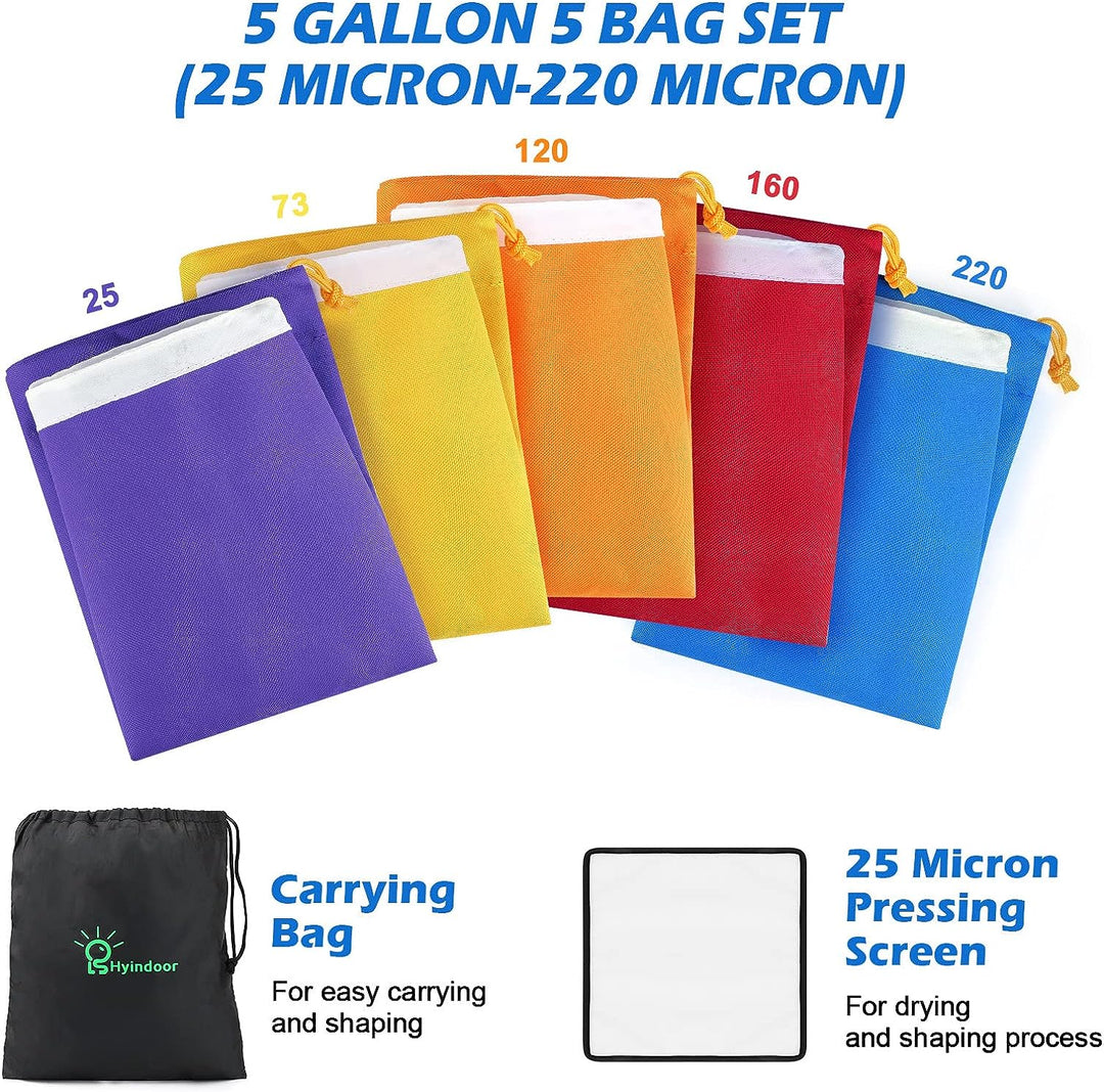 Hyindoor Bubble Bags 5 Gallonen 5 Beutel Set Krautig EIS Essenz Extractor Kit für Kräuterextraktion