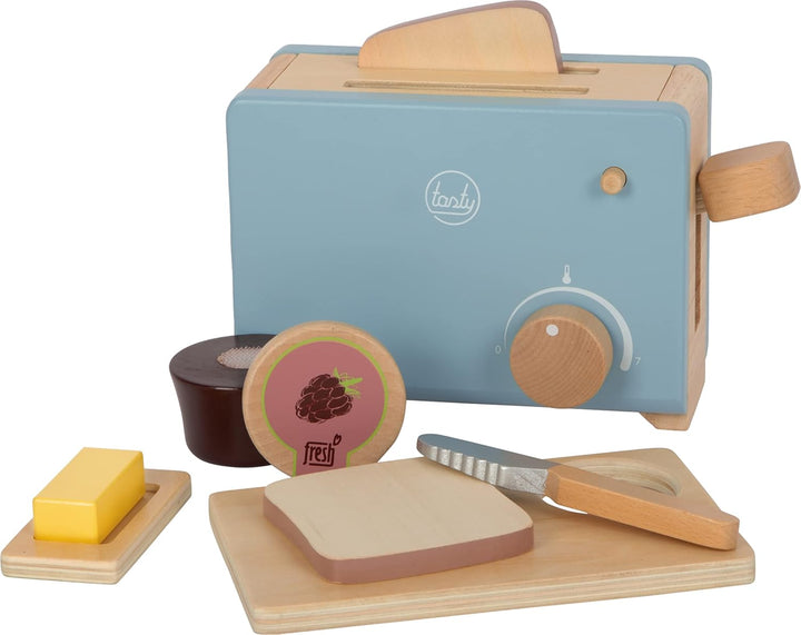 small foot Toaster-Set "tasty" aus Holz, Rollenspielzeug für Kinder, Zubehör für Spielküchen, ab 3 J