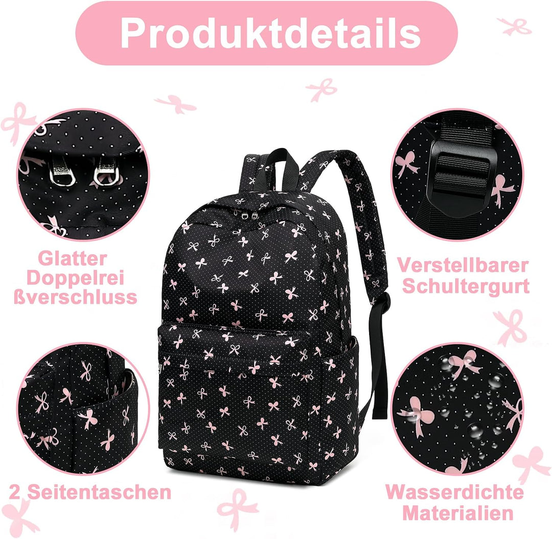 Schulrucksack Mädchen Teenager Damen Schultasche Rucksack Set Schulranzen für Mädchen Schule 3-teili
