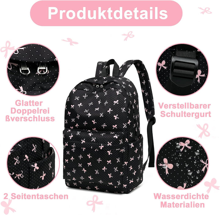 Schulrucksack Mädchen Teenager Damen Schultasche Rucksack Set Schulranzen für Mädchen Schule 3-teili