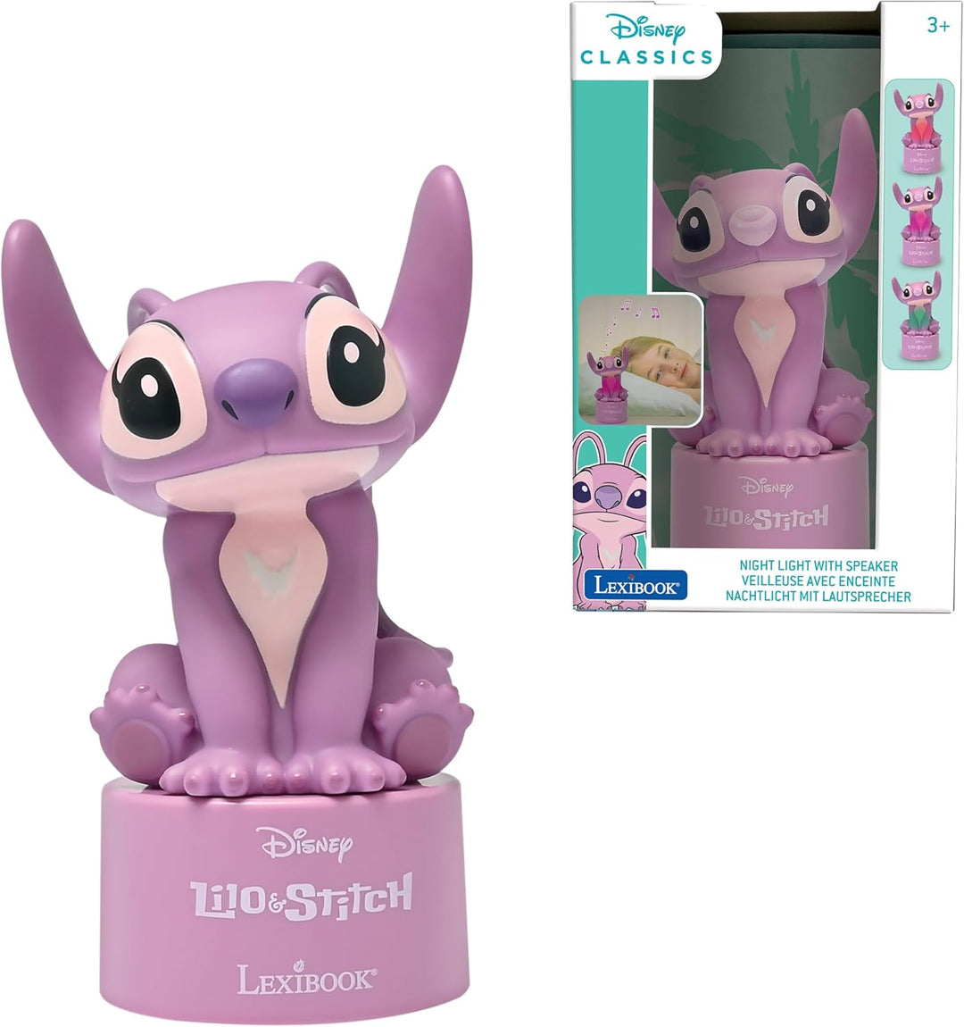 Lexibook, Disney Stitch, Angel Nachtlicht mit Lautsprecher, Farbwechsel, Weiches Licht, Batteriebetr