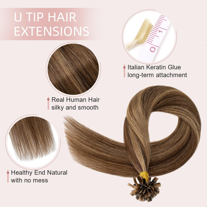 Extensions Echthaar Bondings Haarverlängerung Glatt Natürlich Weich Haarteil Keratin U Tip 1 Gramm/S