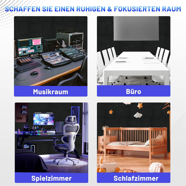 18 Stück Akustikschaumstoff Schalldämmung, 5 X 30 X 30CM Achallschutzplatten Akustikpaneele, Schalls