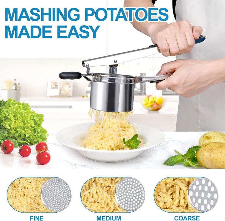 Kartoffelpresse, Sopito Kartoffelstampfer mit 3 Austauschbare Sieb, Kartoffelpresse Edelstahl für Fl