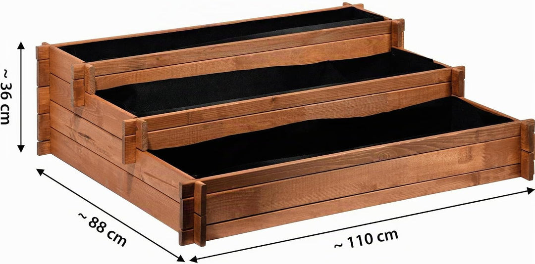dobar® 58180FSC Hochbeet Peru Blumenbeet Dreistufig | Kräuterbeet Massivholz Stecksystem | Grosse Bl