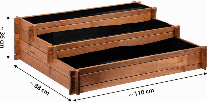 dobar® 58180FSC Hochbeet Peru Blumenbeet Dreistufig | Kräuterbeet Massivholz Stecksystem | Grosse Bl