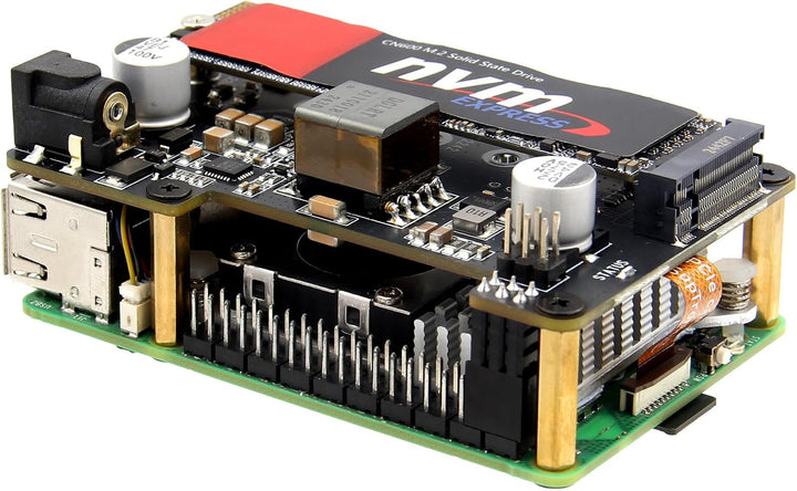 Geekworm X1012 PCIe to M.2 NVMe SSD HAT Support PoE for Raspberry Pi 5 | PoE Power Input (802.3af/at