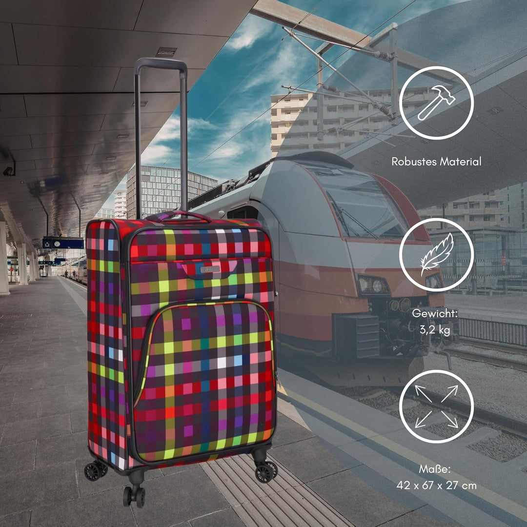 Reisetrolley SoftLITE 4w | Koffer aus strapazierfähigem Polyester | Leichter Trolley mit Vier Doppel