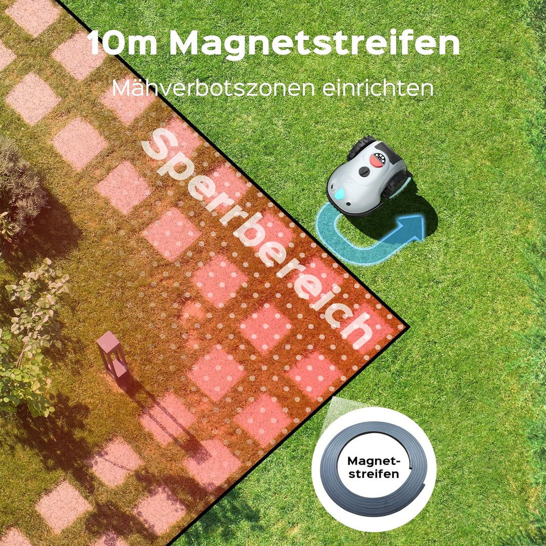 V100 Mähroboter ohne Begrenzungskabel, mit Vision-Navigation, Hindernisvermeidung(150 Arten), 4,0 Ah