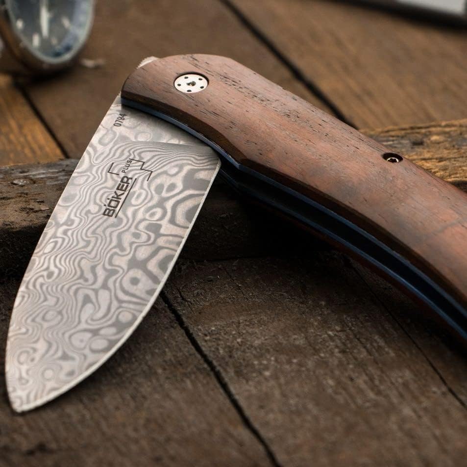 Böker Plus Exskelibur Taschenmesser Cocobolo Damast, Cocobolo Damast
