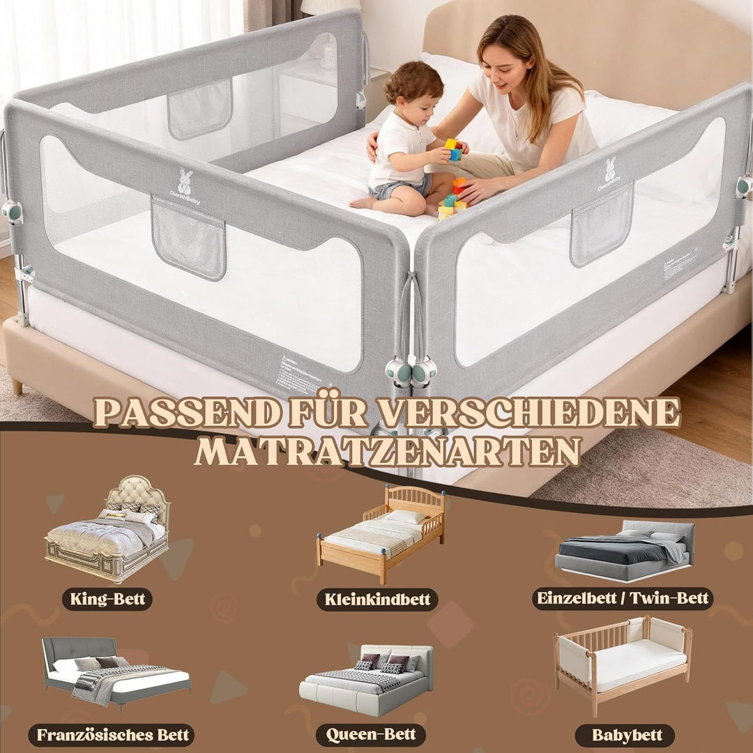 Rausfallschutz Boxspringbett,Rausfallschutz Bett 180cm,Bettschutzgitter für Babys und Kinder,Bettgit