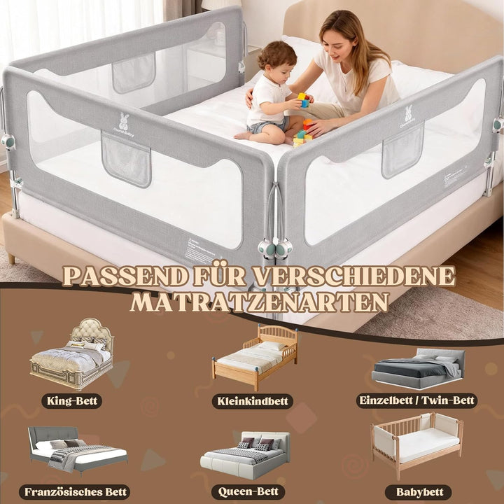 Rausfallschutz Boxspringbett,Rausfallschutz Bett 180cm,Bettschutzgitter für Babys und Kinder,Bettgit
