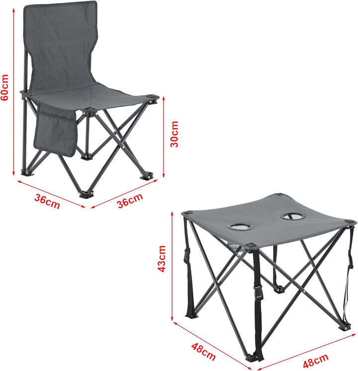 casa.pro Gartenmöbelset Banzi 3-TLG. Campingset 2 Stühle und Tisch faltbares Picknickset aus Textilg