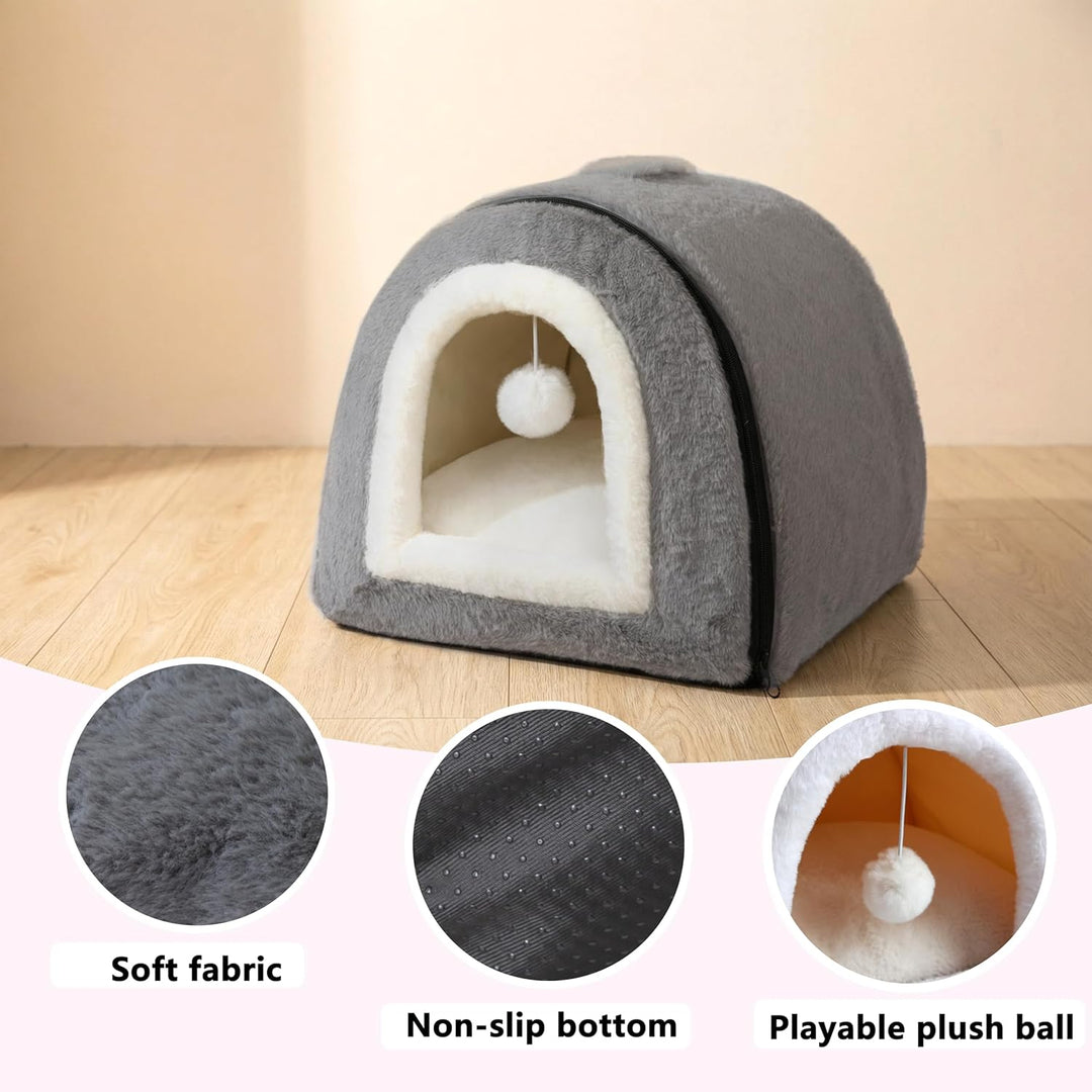 Katzenbett für Hauskatzen, faltbare Katzenhöhle, rutschfeste und wasserabweisende Unterseite, Katzen