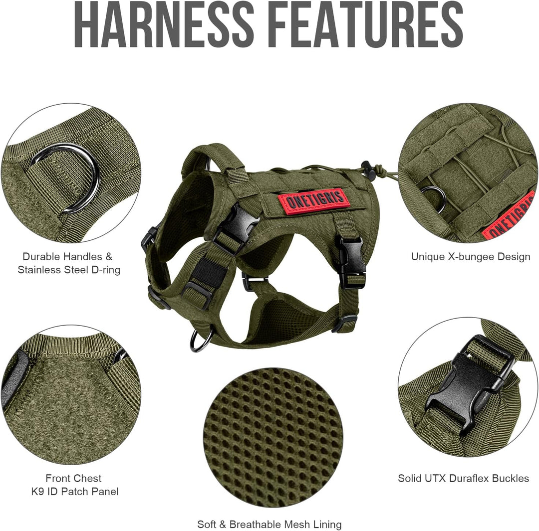 OneTigris Taktische Hundeweste Service Hundegeschirr MOLLE Hundeausbildung Geschirr 1000D Nylon (L,