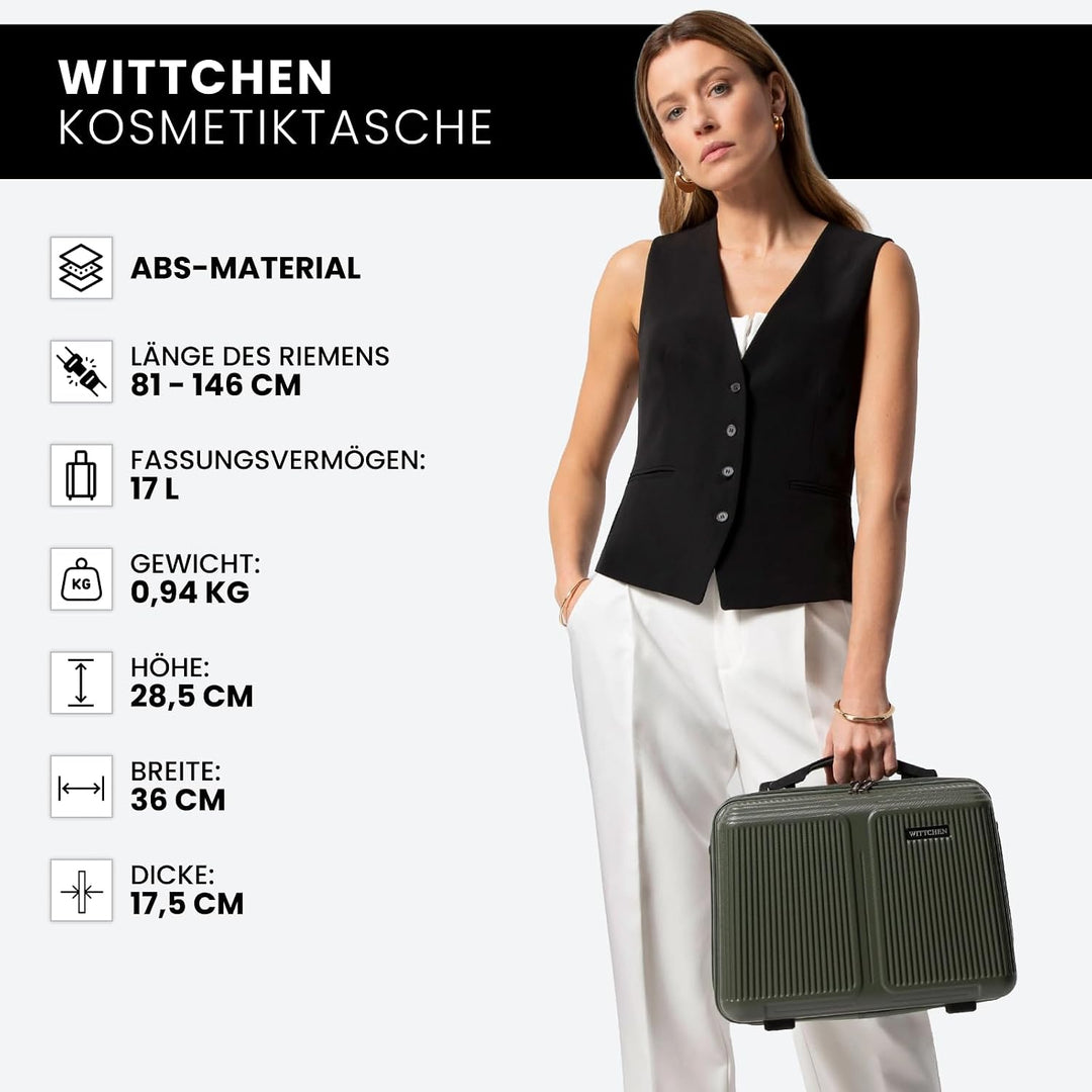 WITTCHEN Stripes Line Kosmetiktasche Kosmetiketui Reisekosmetiktasche Hartschalenkoffer ABS Bequemer