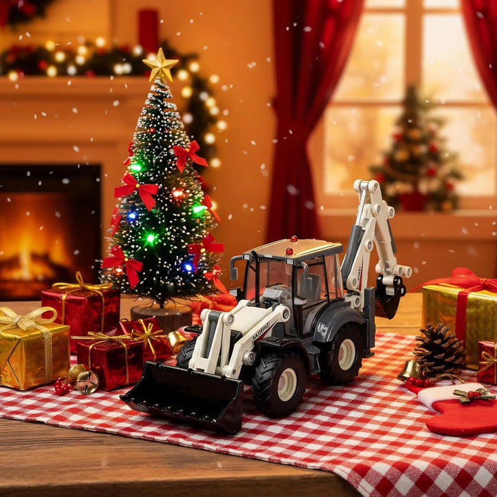 2-in-1 Bagger Spielzeug 1/50, 20cm Duplo Excavator und Frontlader Radlader Spielzeug, Minibagger Bau