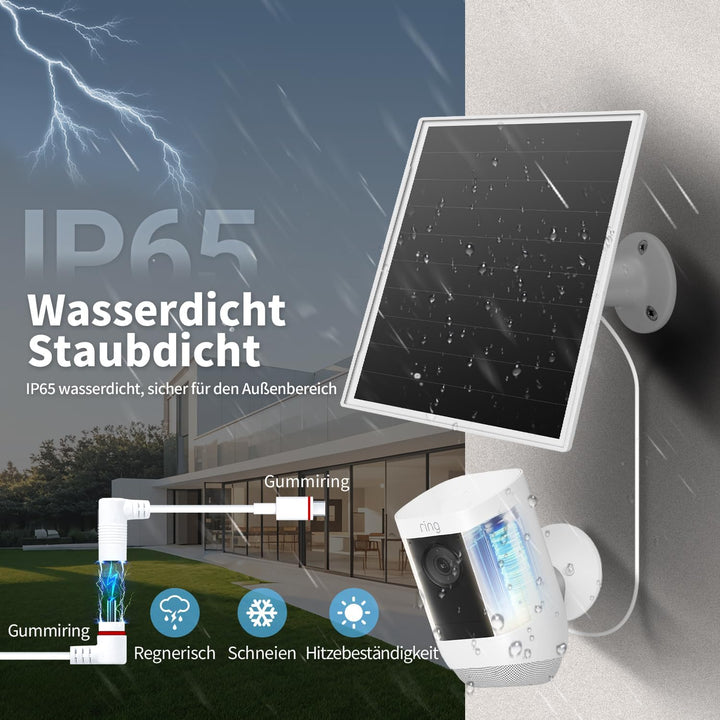8 W Solarpanel für Ringkamera, Solar-Ladegerät mit DC35 x 135-Anschluss und 3 m Kabel (Fassstecker a