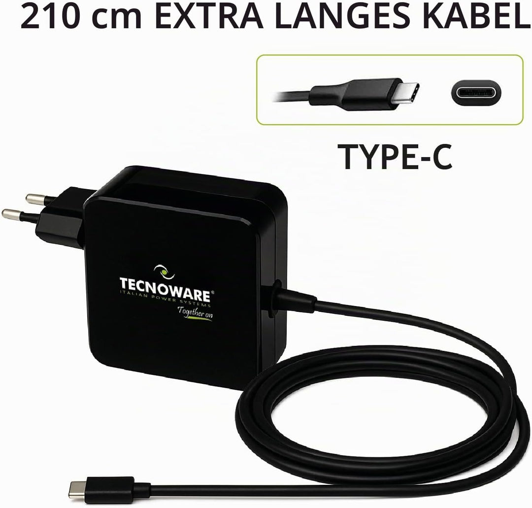 Tecnoware USB Typ-C Universal-Adapter 65 W - Batterieladegerät kompatibel mit jedem Notebook mit USB