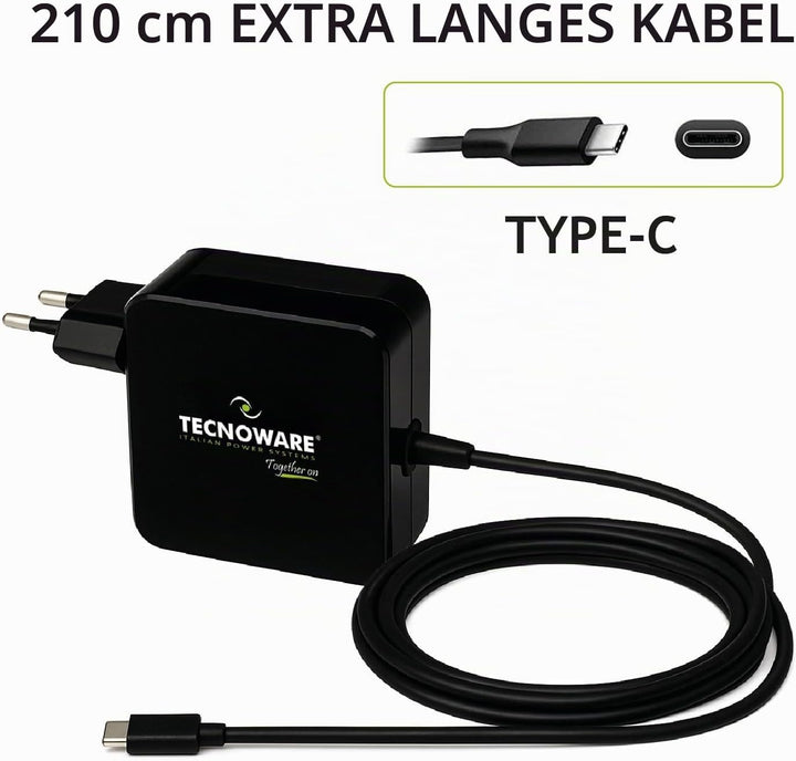 Tecnoware USB Typ-C Universal-Adapter 65 W - Batterieladegerät kompatibel mit jedem Notebook mit USB
