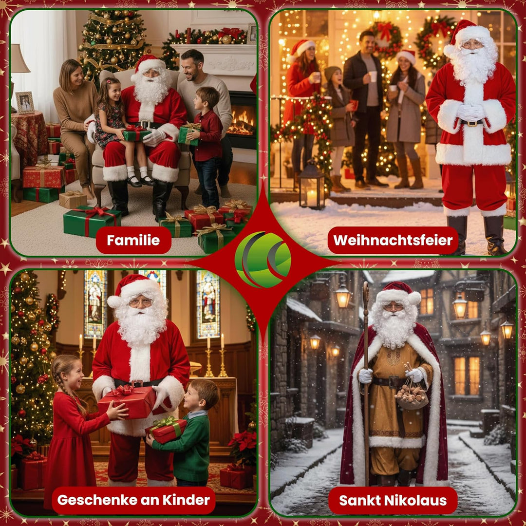Balinco Perücke + Bart + Mütze + Augenbrauen + Brille Weihnachtsmann Nikolaus Santa Claus Weihnachte