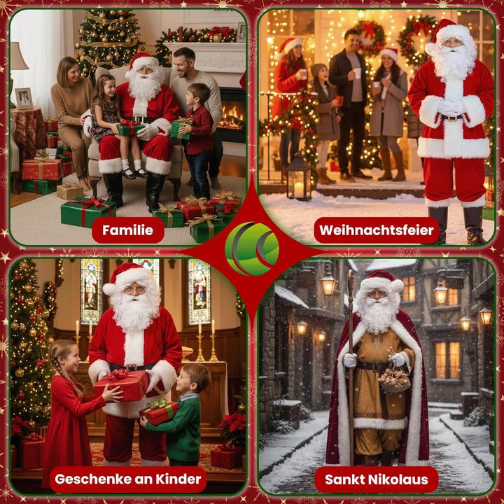 Balinco Perücke + Bart + Mütze + Augenbrauen + Brille Weihnachtsmann Nikolaus Santa Claus Weihnachte