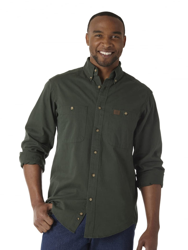Wrangler Herren Logger Twill Langarm-Workshirt Logger Twill Langarm-Workshirt 3XL Lang Waldgrün, 3XL