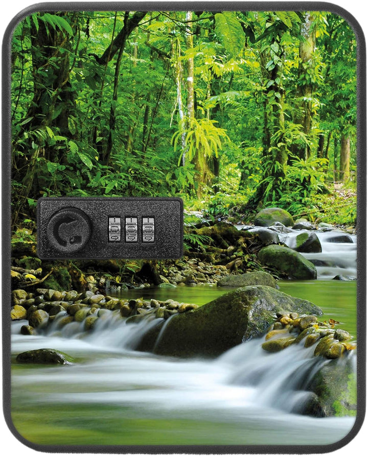 banjado® Burg-Wächter® abschliessbarer Schlüsselkasten mit Motiv Wasserfälle für 20 Schlüssel - Schl