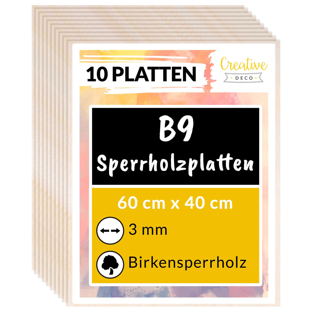 Creative Deco 10 x Sperrholzplatte 3mm | 600 x 400 (+/- 0,5) mm | Birkensperrholz Dünne Holz-Zuschni