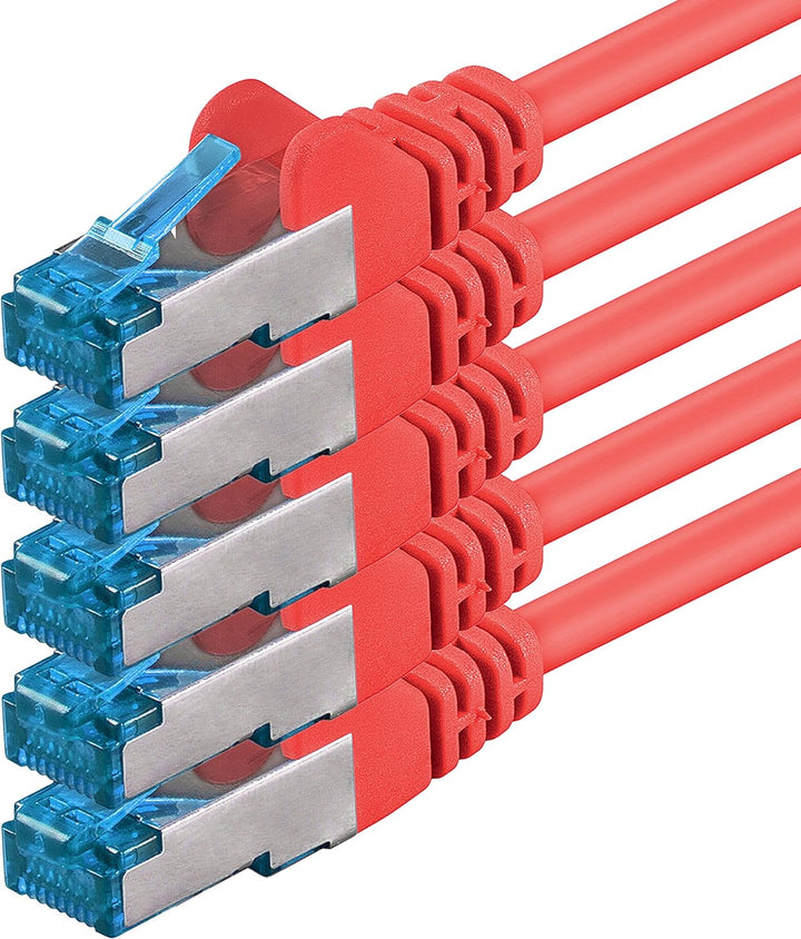 1aTTack.de 10m - CAT6a - Netzwerkkabel rot - 5 Stück CAT 6 A Patchkabel 10000 Mbit s SFTP PIMF 500 M