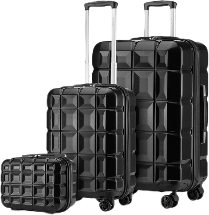 KONO Gepäck-Sets Kofferset 3 Teilig Handgepäck Koffer und Gross Koffer mit Beautycase (54cm+72cm+Kos