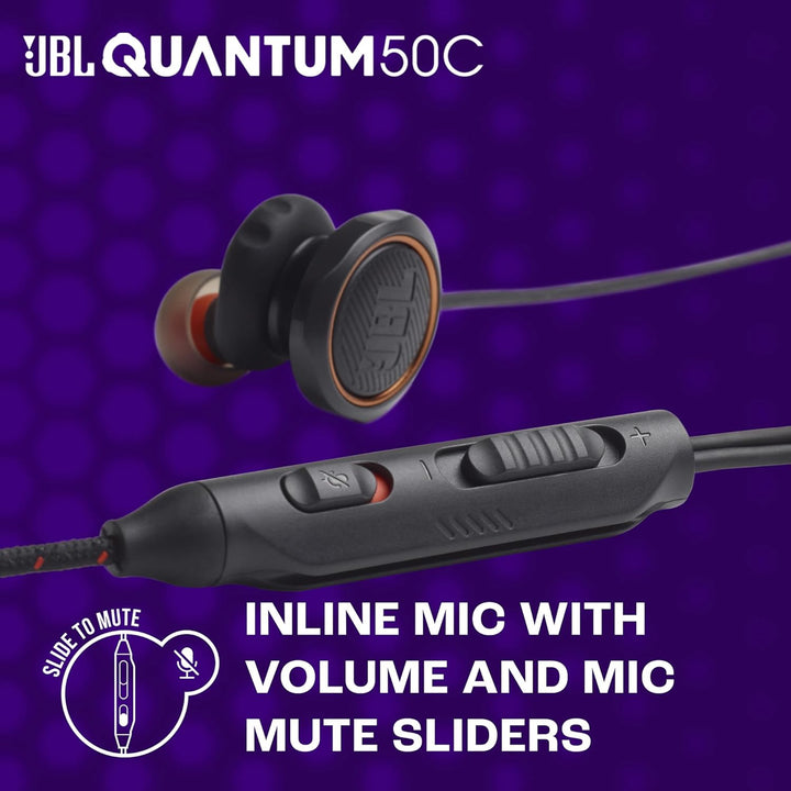 JBL Quantum 50C, kabelgebundenes In-Ear-USB-C-Gaming-Headset mit JBL QuantumSURROUND Sound, Multi-Pl
