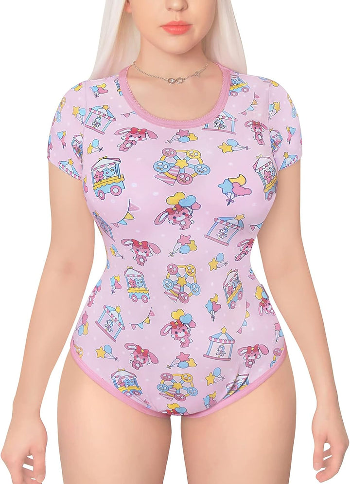 LittleForBig Baumwolle Strampler Onesie Pyjamas Bodysuit-Usagi Pastell Zirkus Strampler XXL Rosa, XX